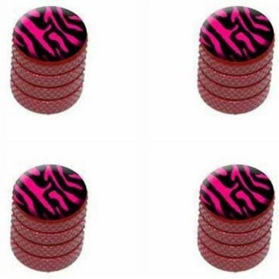 Zebra Print Black Hot Pink Tire Rim Wheel Aluminum Valve Stem Caps, Multiple Colors