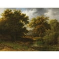 thumbnail image 2 of Willem Bodeman 14x11 Gold Ornate Wood Frame and Double Matted Museum Art Print Titled - Forest Landscape with Pond and Resting (1853), 2 of 4