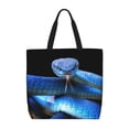 thumbnail image 1 of Disketp Blue Viper Snake 2 Bolsa Tote de Lona para Mujer, Bolso de Hombro y Cruzado con Cierre de Cremallera, 1 of 7