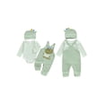thumbnail image 3 of Baby Boy's Clothing Sets Fashionable Long Sleeve Striped Romper with Embroidered Overalls and Hat 3Pcs Outfits, 3 of 9