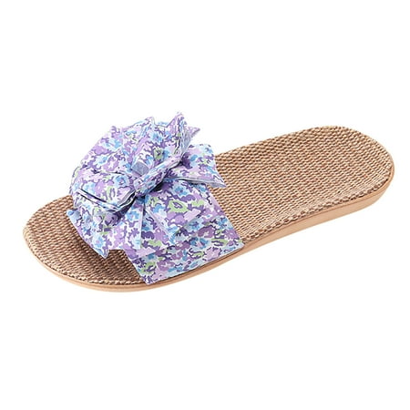

Sandals Women Slippers For Women Female Flower Decoration Upper Slippers Bohemia Linen Slippers Flip Flops Beach Shoes Flax Sandals