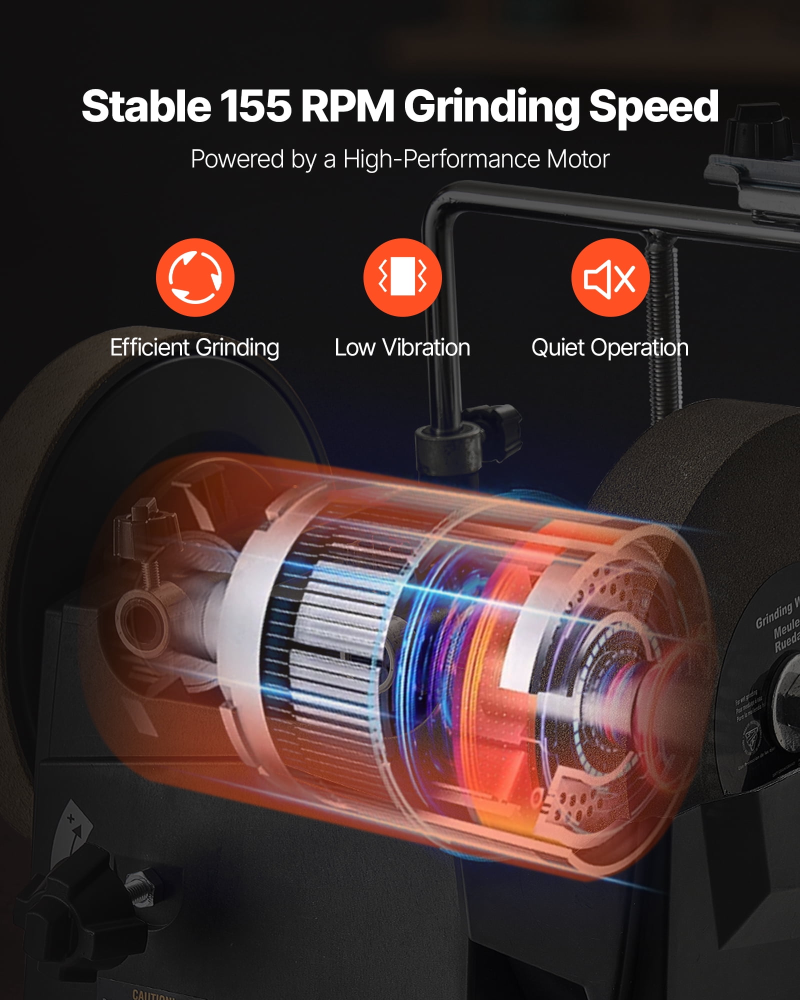 VEVOR 8-Inch Wet Sharpening System, Water-Cooled Knife Grinder Machine with 155 RPM Grinding Speed, Vertical/Horizontal Two-Direction Wet Stone Grinder, Wet Bench Grinder for Knife, Chisel, Knife,Axe
