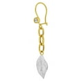 thumbnail image 2 of 14k Yellow & White Gold, Fancy Dangling Leaf Links Design Earring Created CZ Crystals 11mm Wide, 2 of 3