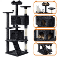 thumbnail image 3 of Topeakmart 62.5″ H Multilevel Cat Tree Tower w/ 2 Condos & 2 Fur Balls & 3 Scratching Posts & 3 Platforms for Kittens & Small/Medium Cats, Black, 3 of 10