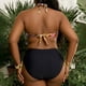 thumbnail image 5 of Trajes de baño Amzcrzy Tankini para mujer, trajes de baño, moda para mujer, traje de baño de talla grande, traje de baño estampado con tirantes laterales, traje de baño dividido, amarillo, XL, 5 of 9