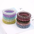 thumbnail image 2 of Triani 10Pcs helicalCoil Hair Ties For Women Phone Cord Bracelet Elastic Col Ponytail Holders Colorful Hair Coils Plastic Scrunchies Bulk Coil Bracelets Twist helicalRubber Hair Bands(Random Color), 2 of 8