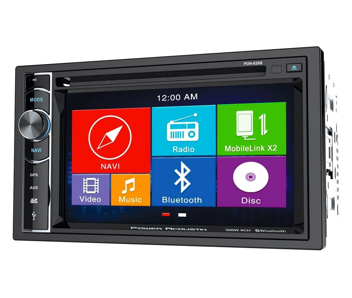 Power Acoustik Car Audio 2Din Touchscreen DVD CD Player With GPS And Bluetooth