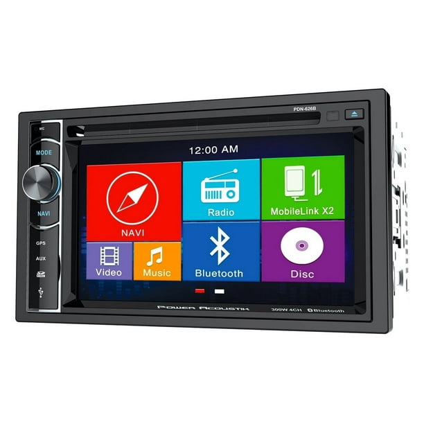 Power Acoustik Car Audio 2Din Touchscreen DVD CD Player With GPS And