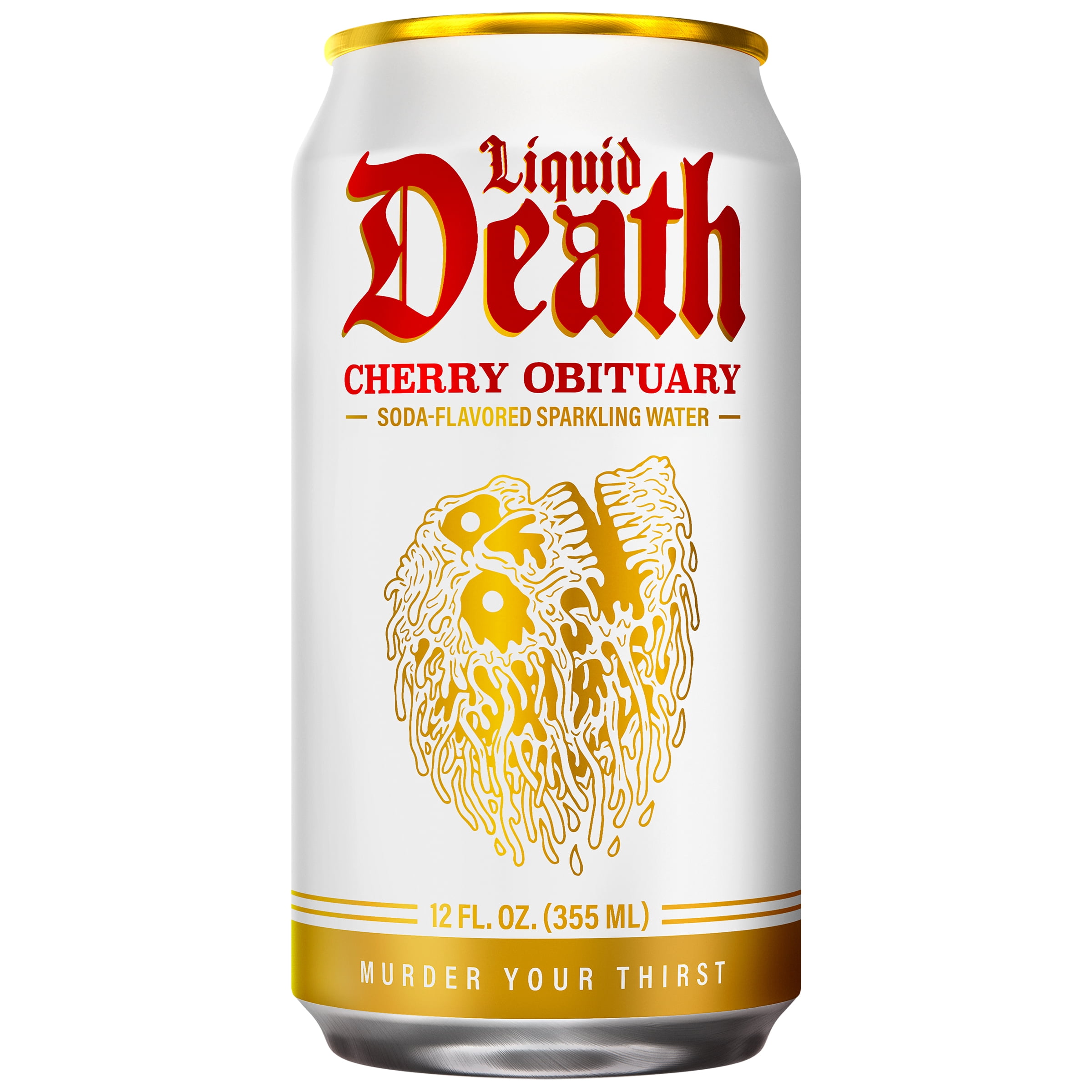 Liquid Death, Cherry Obituary, Soda-Flavored Sparkling Water, 6-Pack (12 fl oz Cans), Low Sugar, Huge Flavor and No Artificial Sweeteners
