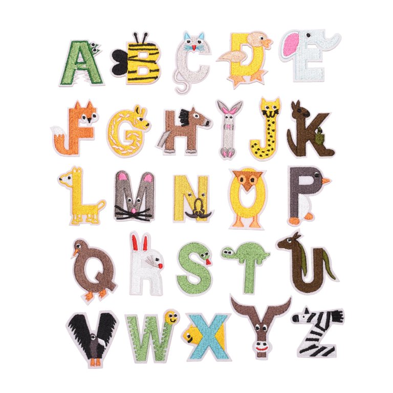 36PCS Random Assorted Embroidered Letter Number Iron on Applique