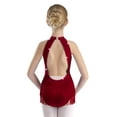 thumbnail image 3 of inlzdz Kids Girls Gymnastics Leotard Lyrical Dancewear Shiny Rhinestone Latin Jazz Ballet Dance Burgundy 14, 3 of 7