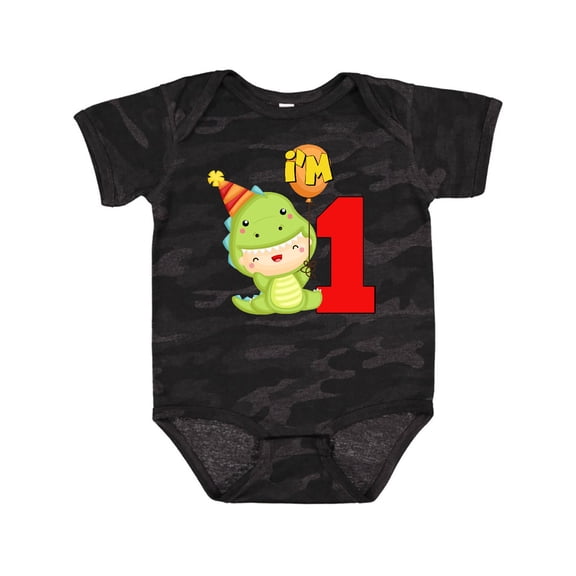 Inktastic 1st Birthday Cute Dinosaur Boys or Girls Baby Bodysuit