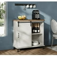thumbnail image 3 of White Buffet Cabinet with Sliding Barn Door, Accent Storage Cabinet with Metal Legs for Dining Room, 3 of 7