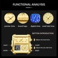 thumbnail image 4 of Reloj LIGE Reloj impermeable de doble pantalla para hombre dorado S, 4 of 5