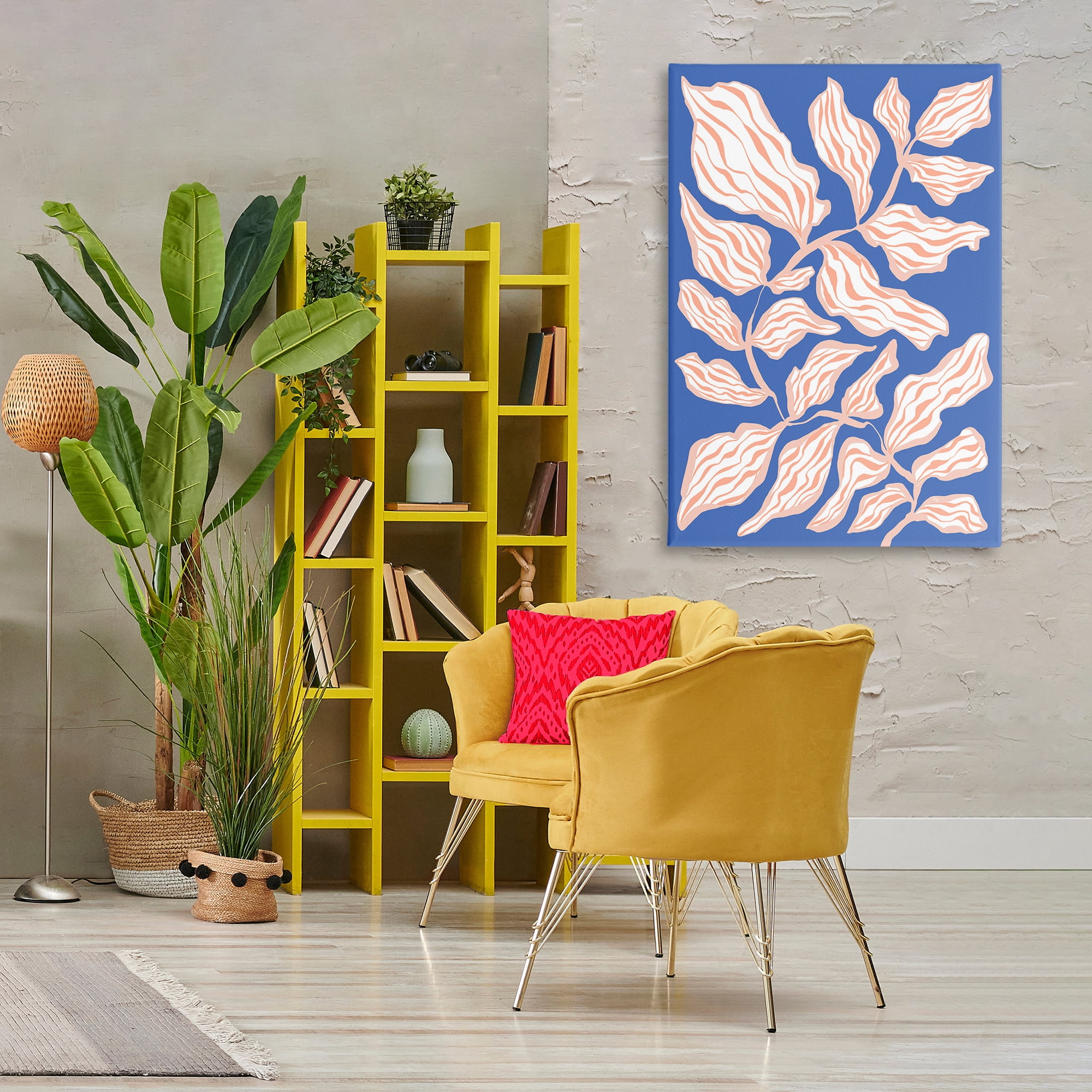 Stupell Industries Curving Leaves Impression Botanical & Floral Painting Gallery Wrapped Canvas Art Print Wall Art, 30 x 45