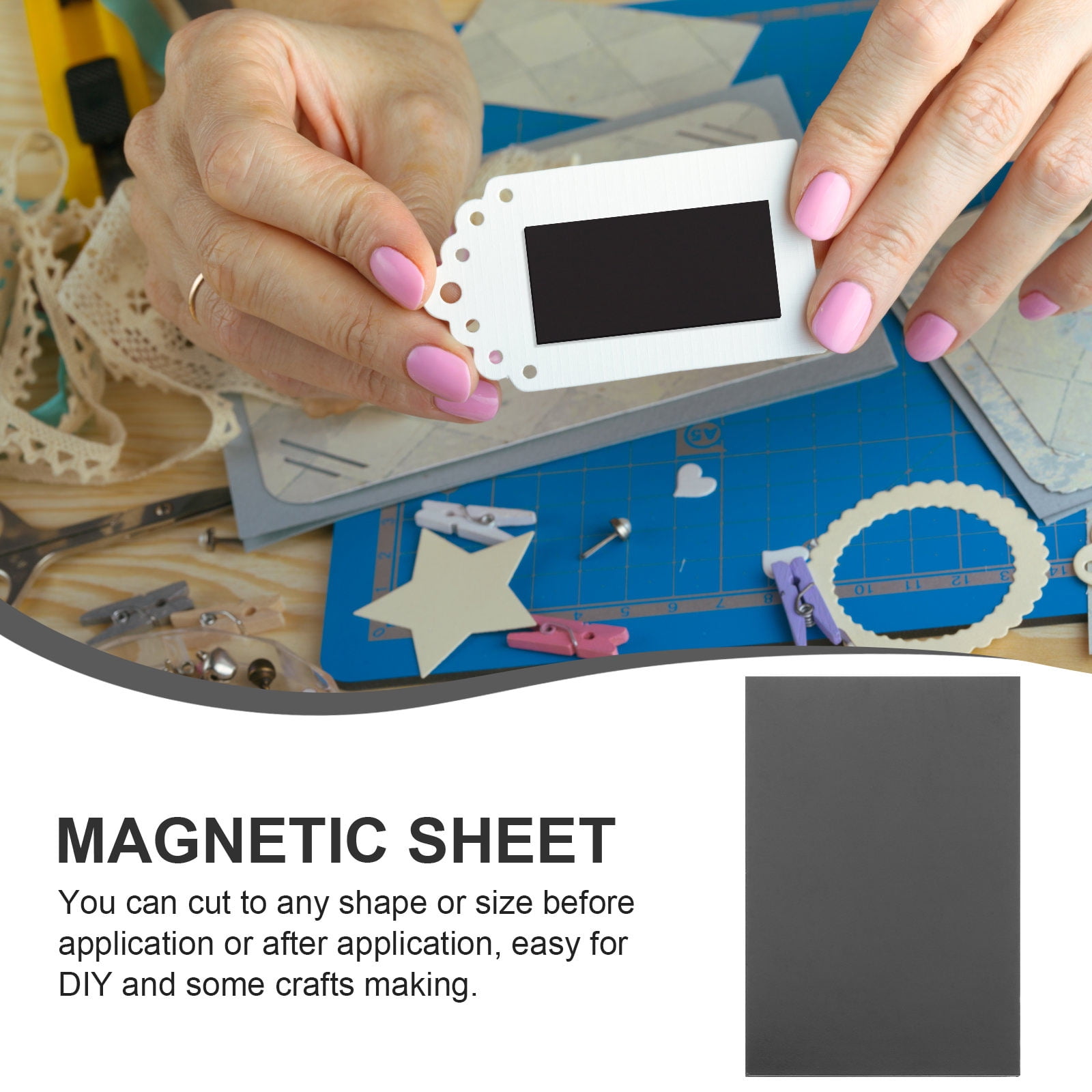 BESTYASH 5-Pack Flexible Magnetic Sheets Black Rubber Stickers for Kitchen Refrigerator Home Organization