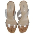 thumbnail image 4 of Soda Women's Double Strap Cork Platform Wedge Sandal Color: Clear, Size: 8.5, 4 of 5