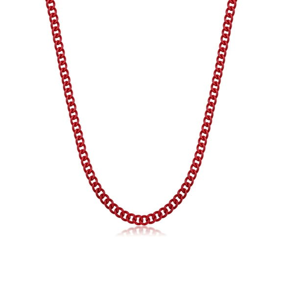 Metro Jewelry Red Acrylic Coated Stainless Steel 9MM Foxtail Chain Necklace - 24 Inch