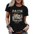 thumbnail image 3 of Faith Can Move Mountains Shirt Women Letter Printed Summer Vacation Tee Mountain Adventure Shirt Hiking Camping Shirt, 3 of 5