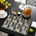 thumbnail image 3 of Brown Checkered Geometric and Floral Pattern Summer Placemats Table Placemats Set Of 6-Linen Kitchen Washable Placemats Table Mats 11.8"x17.7" Non-Slip Heat Resistant, 3 of 5
