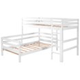 thumbnail image 5 of Twin Size Wood Bunk Bed Frame with Ladder and Guardrail, Space Saving Design, No Spring Box Needed, White, 5 of 7
