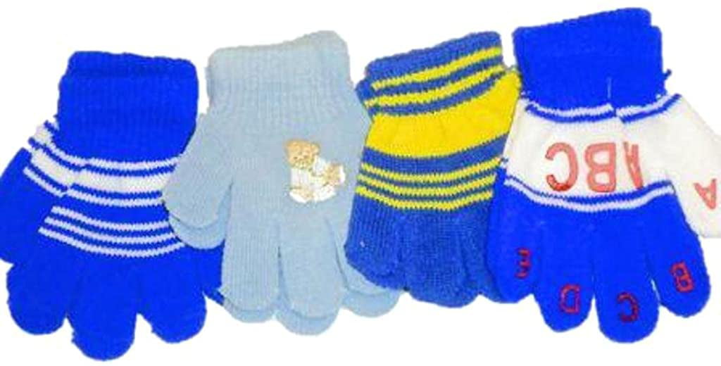 Set of Four Pairs One Size Magic Gloves for Infants Toddlers Ages 1-4 Years