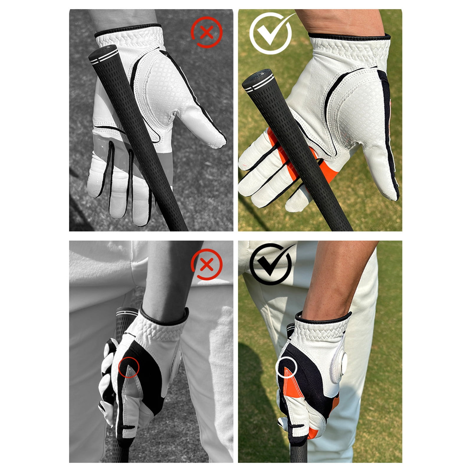 NFTIGB Left Hand Golfing Glove Non Slip Silicone Grip Swing Locating Glove for Daily Training Size 25 (for Men) - Breathable, Wear-Resistant Microfiber Fabric - 10.63 in / 27 cm Length