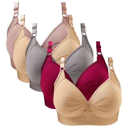 Pavied Push Up Bra Bralettes for Women Seamless Bras Women Lace Back Button Shaping Cup Adjustable Shoulder Strap Large Size Bra Feelingirl Bra Womens Bras Red 3XL/46
