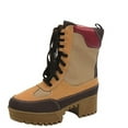thumbnail image 4 of Pazzle Commander Combat Boots for Women, Natural Colored, Platform Boots with Chunky Block Heels, Womens High Tops Boots, 4 of 4