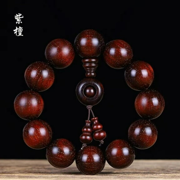 20mm Vintage Chinese Wood Prayer Bracelet Natural Red Sandalwood
