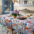 thumbnail image 2 of 4th of July Tablecloth Waterproof Fabric Oblong Memorial Day Red White and Blue Table Cloth, Patriotic Decoration Perfect for Kitchen Dinner,Restaurant,Outdoor Table Cover 60"x 84" Oblong/Rectangle, 2 of 6