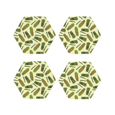 

Leather Coasters Set of 4 - Asparagus Pattern corn Lightweight Non-Slip Drink Coasters for Desk Anti-Scalding Desk Cup Coasters for Office Table Decor Hexagon