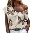 thumbnail image 1 of Camiseta de manga corta con estampado de mariposa sexy informal para mujer Pompotops hkajfhjk462341, 1 of 5