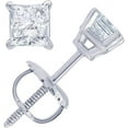 thumbnail image 3 of Dazzlingdaimonds Jewels 925 Sterling Silver 1.33 Ct Princess Cut White Diamond Screw Back Stud Earring's 14K White Gold Plated For Women's, 3 of 3