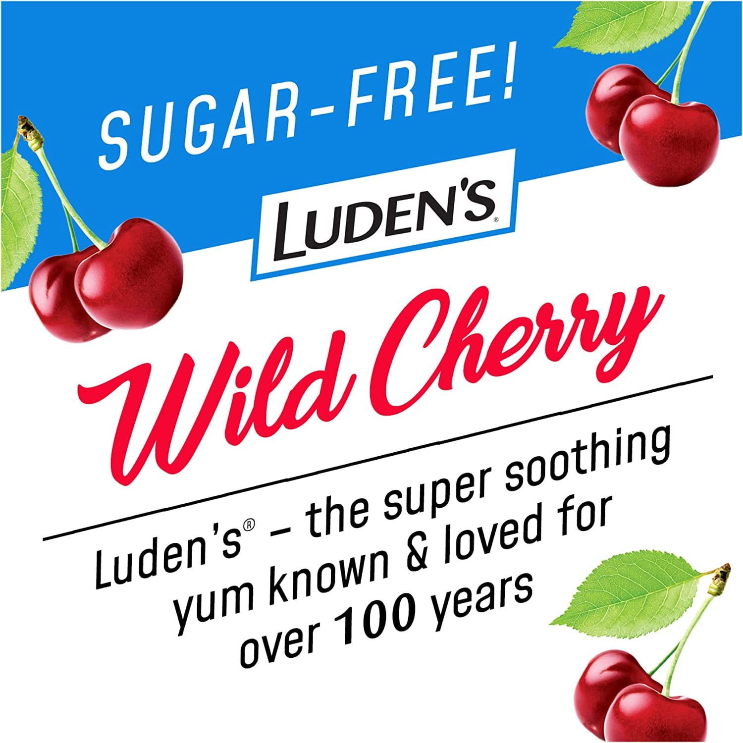 Luden's Deliciously Soothing Throat Drops, Sugar-Free Wild Cherry Flavor, 25 CT, 6 Pack