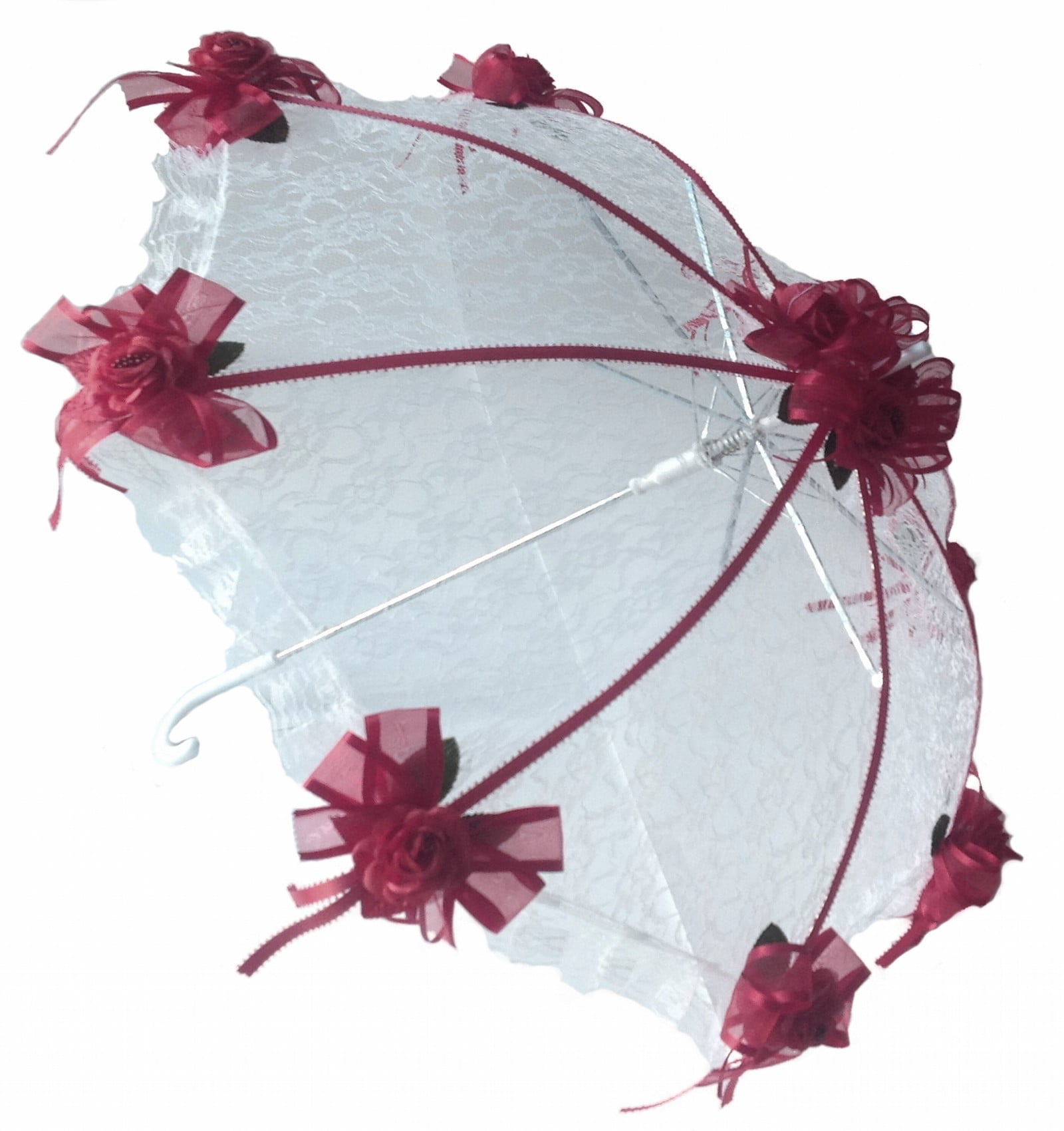 32" Bridal Shower Wedding  Black roses Umbrella Parasol 