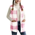 thumbnail image 4 of qolati Girls Flannel Plaid Vest Fall Winter Open Front Sleeveless Shacket Shirt Jacket Soft Sherpa Fuzzy Fleece Outerwear with Pockets 3-15 Years, 4 of 10
