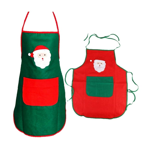 Jiyike 2pcs Christmas Santa Cooking Apron Half Body Apron Sleeveless Serving Aprons Housework Apron for Home Restaurant Coffee (Red and Green)