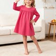 thumbnail image 2 of JUMEYU Toddler Girls Long Sleeve Solid Color Leisure Lounge Dress 5T 6T (Red,5-6 Years), 2 of 9