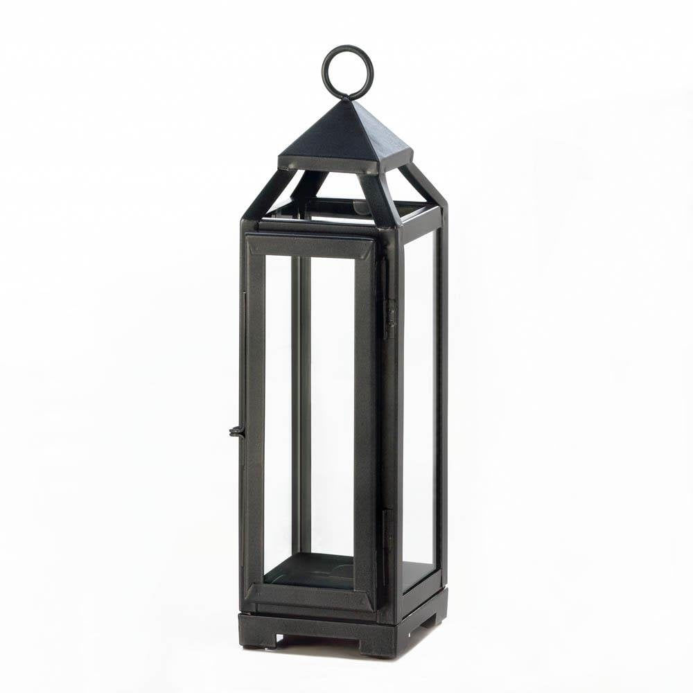 Candle Lantern Outdoor Decorative Rustic Tall Slate Black Metal