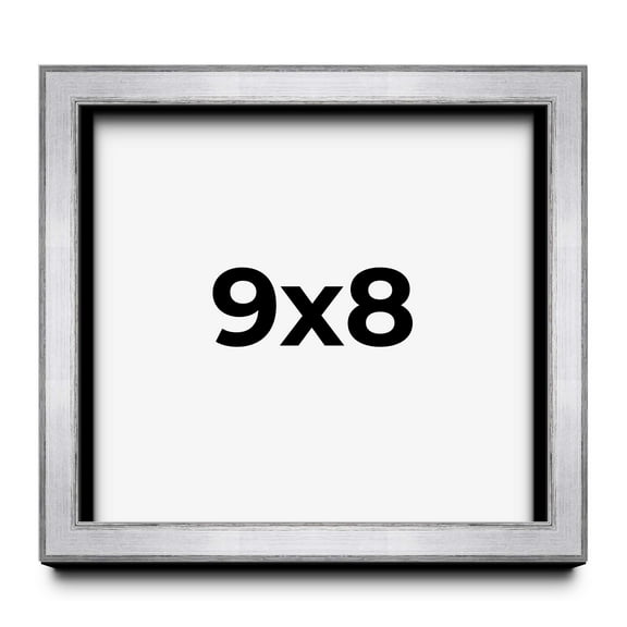9x8 Shadow Box Frame Silver | 1.375 Inches Deep Real Wood Contemporary Shadowbox Display Frame | UV