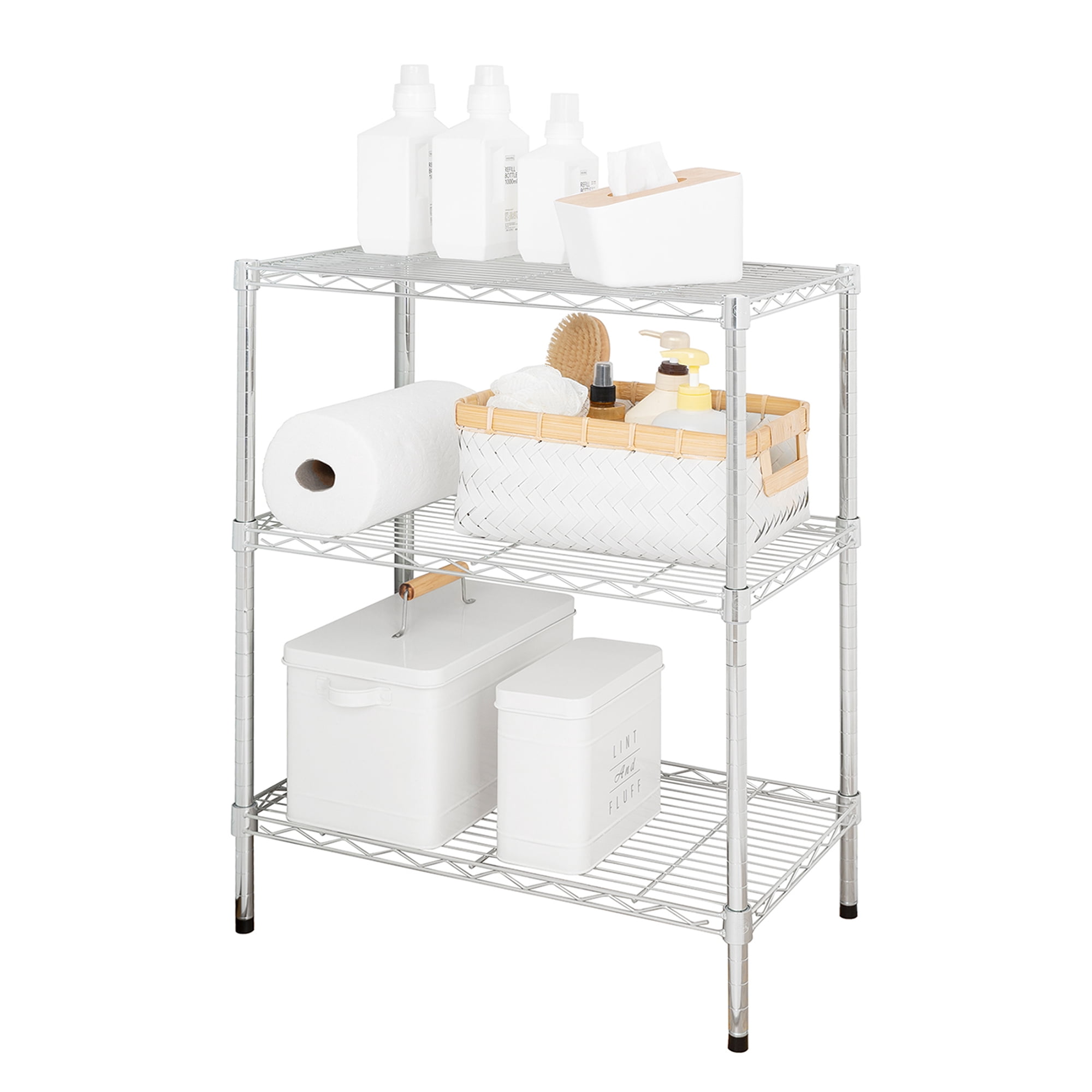 (3 pack) Hyper Tough 3-Tier Wire Shelving Rack, Chrome, 750 lbs Capacity