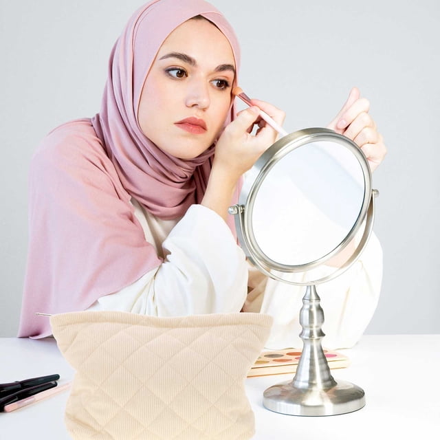 HAMPPLIES Cosmética Beige Con Acolchado Y Estampado Cuadriculado Para Almacenamiento