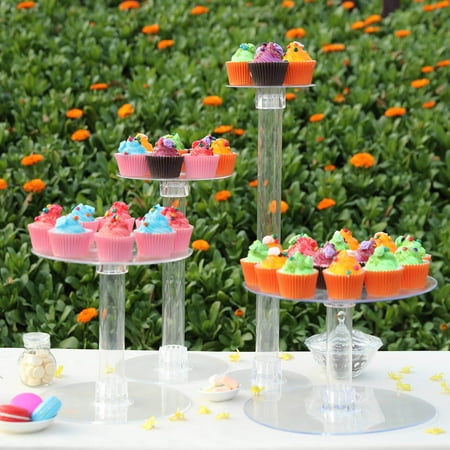 Cupcake Stands Wedding BalsaCircle Clear 4 Tiers Wedding Cupcake Cup Cake Stand - Party Dessert Display Pedestal Riser ()