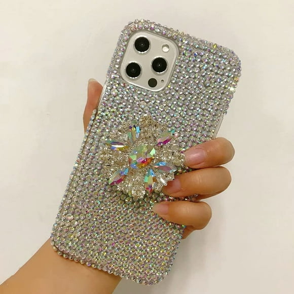 Compatible with LG G7/LG G7 ThinQ Glitter Case,3D Diamond Crystal Rhinestone Women Girls Rainbow Shiny Sparkle Bling Glitter Protective Phone Case Cover with Kickstand
