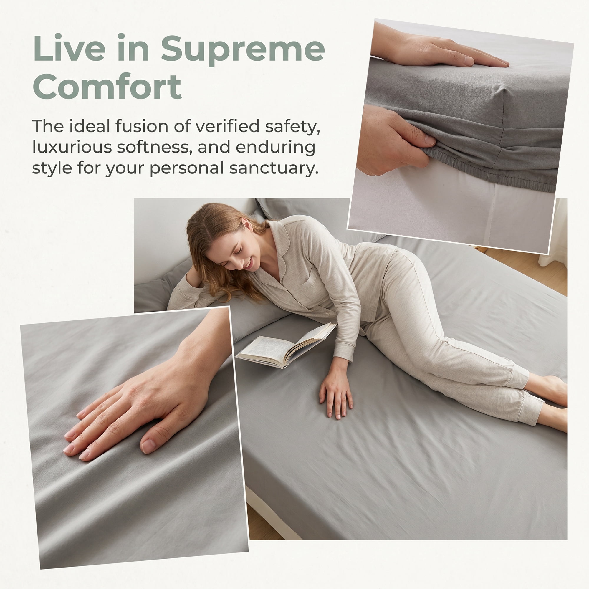 Unique Bargains Fitted Sheet Cotton Bed Sheets Cooling for Sleep 59"x78.7" Pencil Grey