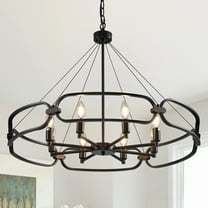 Magic Home 8-Light Farmhouse Island Pendant Lighting,Mid-century Modern Candle Chandelier,Black