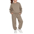 thumbnail image 2 of UACY 2 Piece Sweatsuits for Boys Girls School Athletic Outfit Fall Winter Tracksuit Pullover Sweatshirt (Coffee, 2-3 Years), 2 of 6