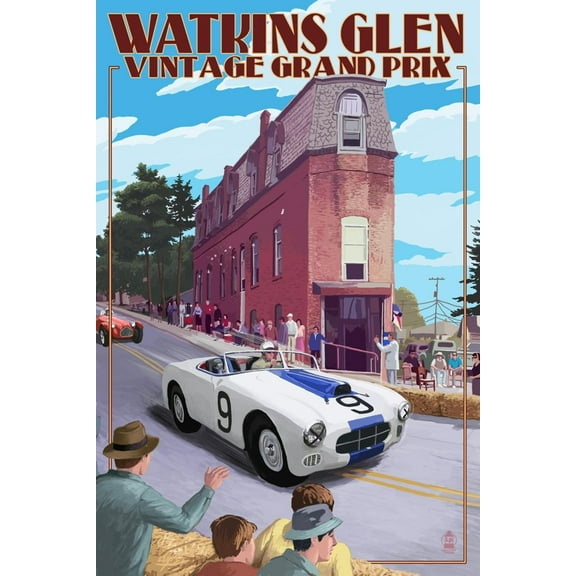 Art.com Watkins Glen State Park, New York - Vintage Grand Prix Art Print by Lantern Press, 12" x 18"