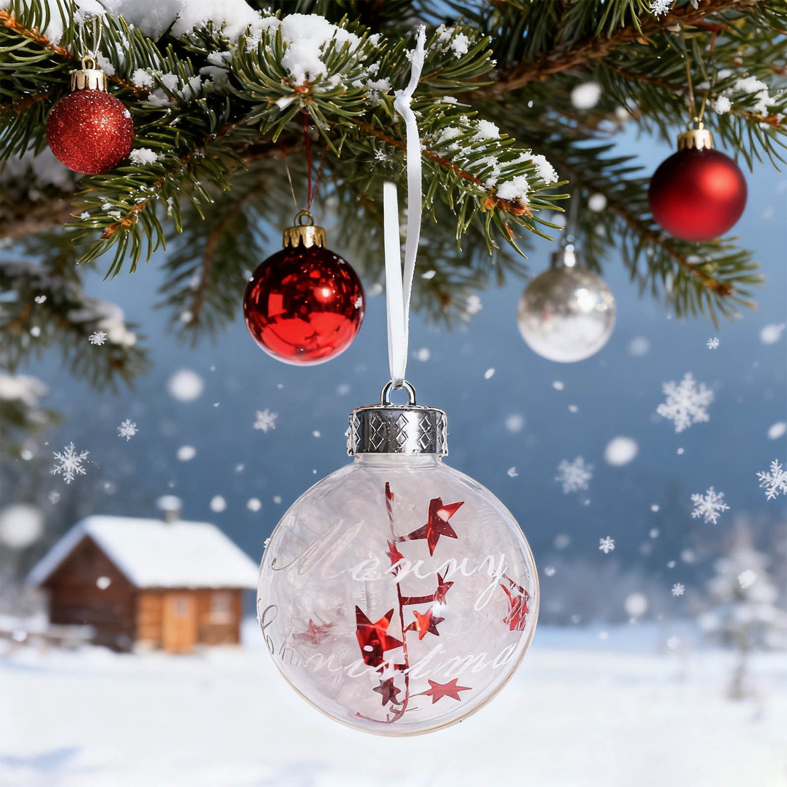 Lot De 6 Boules De Noël Pailletées - 6,1 Cm, Plastique Léger, Avec Ficelle